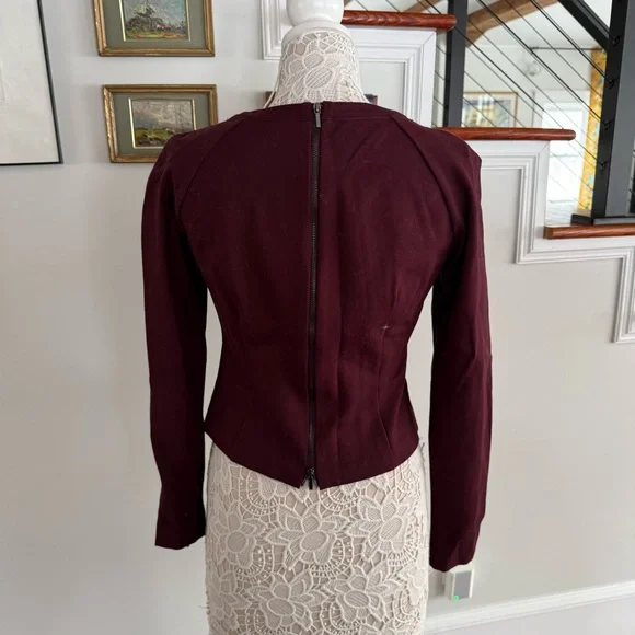 a. moss Maroon Leather Mesh Embroidered Top M - Picture 5 of 7